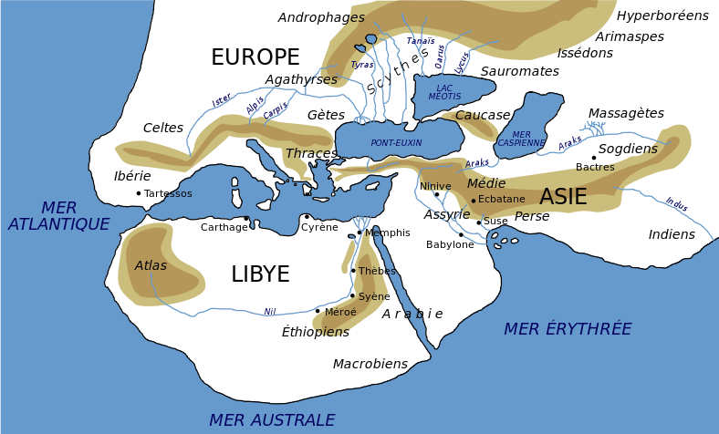 Carte du monde selon l'Enquête d'Hérodote